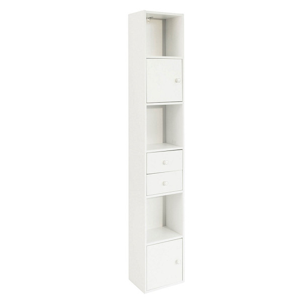SoBuy Badezimmerschrank mit Schubladen Weiß 33x24x188 cm, Funktional, STR10-W
