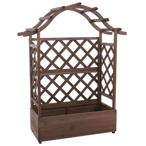Mendler Hochbeet HWC-P66, Pflanz-/Blumenkasten Pflanzkübel Rankgitter Rankhilfe Spalier Holz FSC® 138x110x44cm, braun, 119654