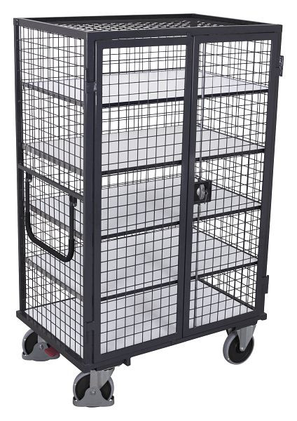 VARIOfit ESD Etagenwagen fest verschweißt, Außenmaße: 1.115 x 730 x 1.810 mm, Ladefläche: 1.030 x 660 mm, mit Türen aus Drahtgitter, sw-700.867