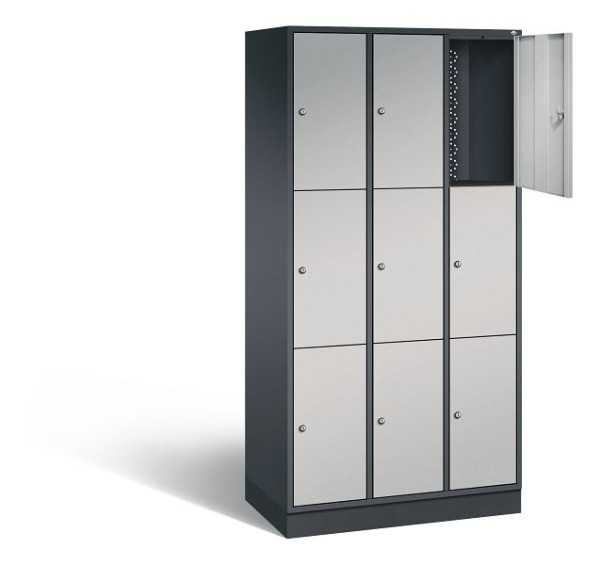 C+P Schließfachschrank Intro, H1950xB920xT490mm, Farbe: Schwarzgrau / Weißaluminium, 8370-301 S10045