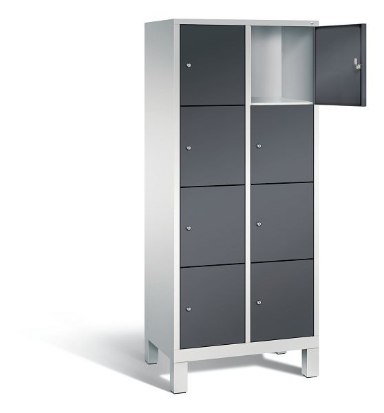 C+P Schließfachschrank Evolo, H1850xB810xT500mm, Farbe: Lichtgrau / Schwarzgrau, 48010-224 S10142