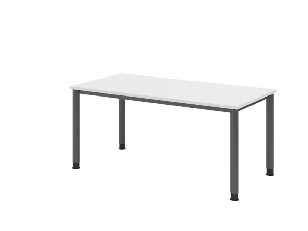 Hammerbacher Schreibtisch HS16, 160 x 80 cm, Platte: Weiß, 25 mm dick, 4-Fuß-Gestell in Graphit, Arbeitshöhe 68,5-81cm, VHS16/W/G