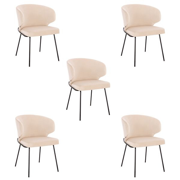 HOME DELUXE Esszimmerstuhl AMARA Samt Beige - Stückzahl: 5, 55997