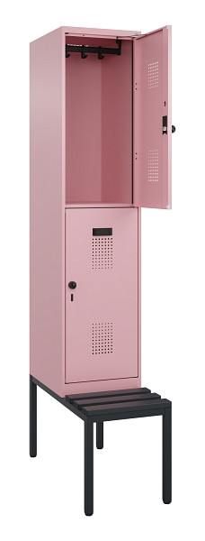 C+P Doppelstock-Spind Evolo PLUS, Bank, 2 Fächer, 2120x400x815mm, 3015/3015, Drehriegel, Sitzfläche Kunststoff, Sitzbank, 0493507-12 S10105