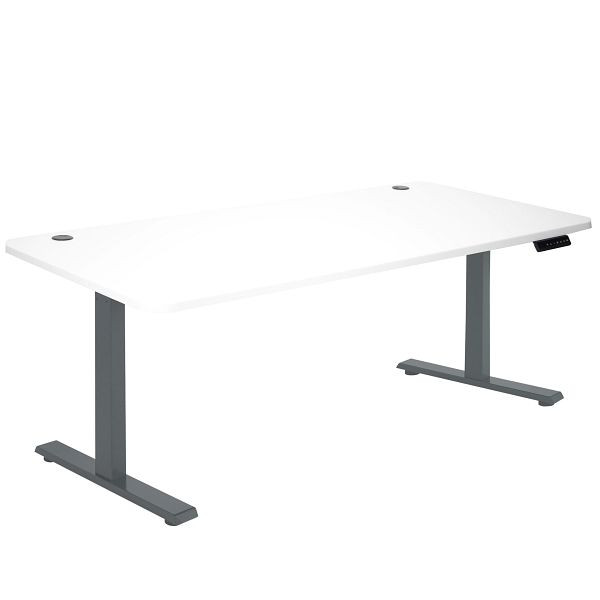 Mendler Schreibtisch HWC-D40, Computertisch, elektrisch höhenverstellbar 160x80cm 53kg, weiß, anthrazit-grau, 62769+75748
