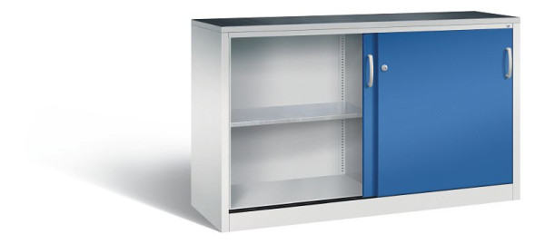 C+P Schiebetürenschrank Acurado, H1000xB1600xT500mm, Farbe: Lichtgrau / Enzianblau, Bügelgriff, 2156-09 S10052