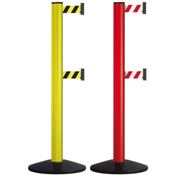 Stein HGS Personenleitsystem -Beltrac Classic Safety Double-, mobil, rot (RAL 3020), rot/weiß schraffiert, mit Magnet-Gurtendstücken, 11256-r1304