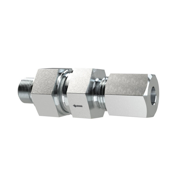 Riegler Rückschlagventil, G1/8 außen, Schneidring-Gewinde, Rohr-Außen-Ø 6, PN max. 250, Stahl verzinkt,Öffnungs-Druck: 0,8-1,2bar, 159450