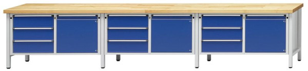 ANKE Werkbänke Kastenwerkbank, Modell 106 V, 4050 x 700 x 890 mm, RAL 7035/5010, UBP 40 mm, 301.657