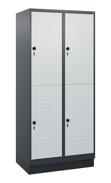 C+P Doppelstöckiger Spind Classic PLUS, Sockel, 2 Abteile, 1800x800x500mm, 7016/7035, Drehriegel, 0803207-22 S10013