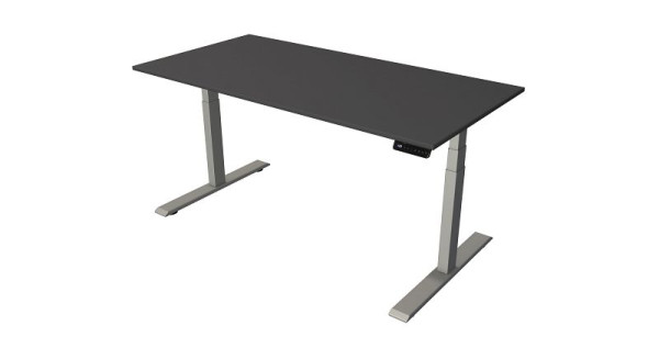 Kerkmann Steh-/Sitztisch B 1600 x T 800 mm, silber, elektrisch höhenverstellbar von 630 - 1270 mm, anthrazit/silber, 10276513