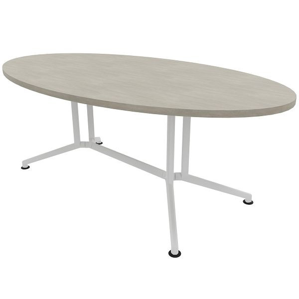 Quadrifoglio Konferenztisch X2, oval, 240x110 cm Farbe: Platte Beton / Gestell Weiß, X2ITO24/42NX