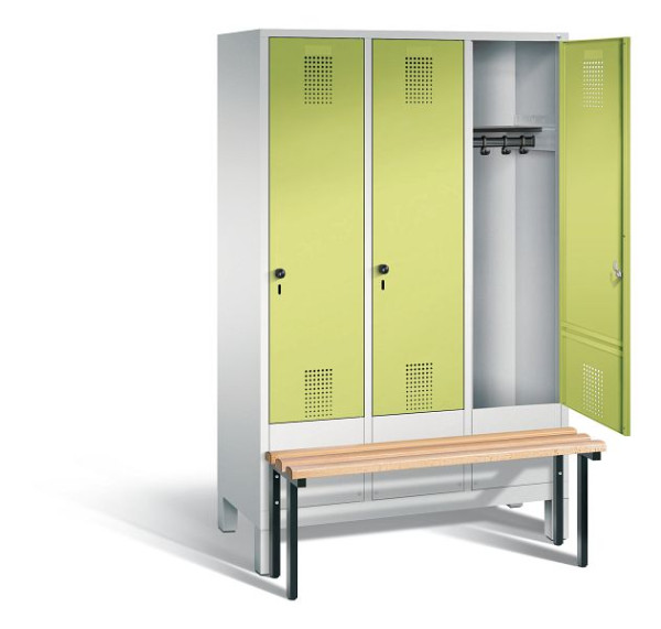 C+P Garderobenschrank Evolo, H1850xB1200xT815mm, Farbe: Lichtgrau / Viridingrün, 48030-32 S10145