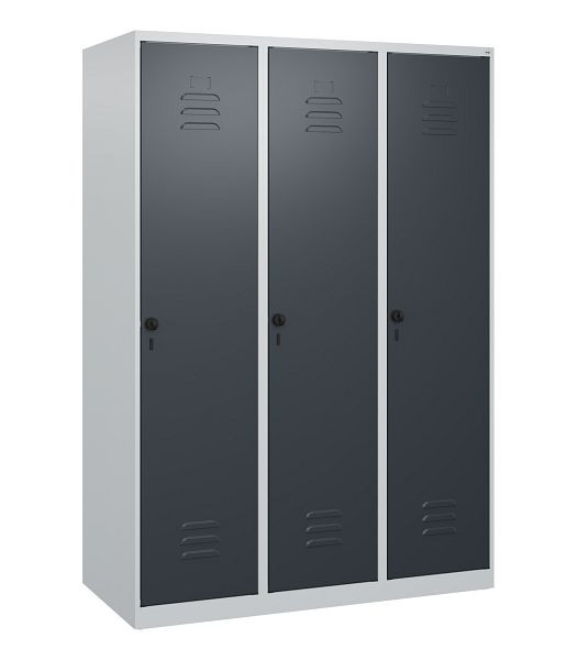 C+P Umkleidespind Classic PLUS, 3 Abteile, 1700x1200x500mm, 7035/7016, Drehriegel, 0800007-32 S10007