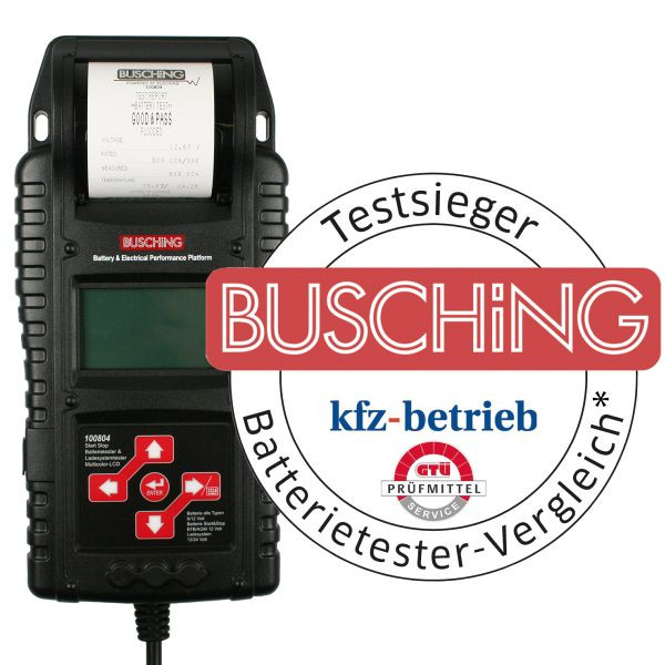 Busching Start Stop Batterie/Ladesystemtester Multicolor-LCD, Batt6, 12V, Ladesys12, 24V, Thermodrucker, 100804