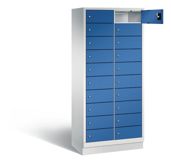 C+P Schließfachschrank Evolo, H1800xB810xT500mm, Farbe: Lichtgrau / Enzianblau, 48020-2210 S10054