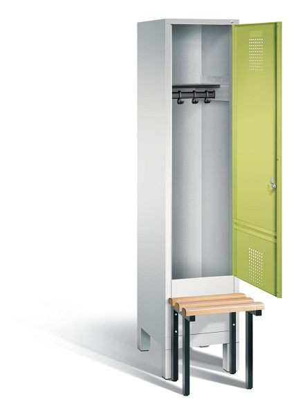 C+P Garderobenschrank Evolo, H1850xB420xT815mm, Farbe: Lichtgrau / Viridingrün, 48030-12 S10090