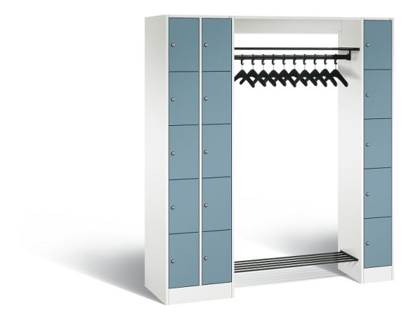 C+P Garderobe Serie 8070, H1950xB2100xT480 mm, Weiß/Horizontblau, 80730-00 S10383