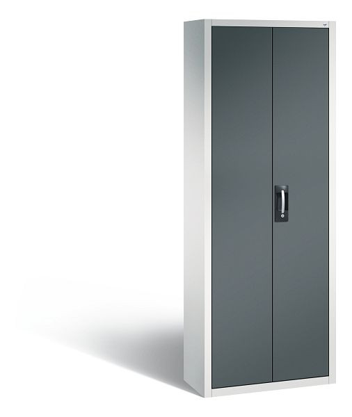 C+P Magazinschrank Serie 13, H1980xB700xT300mm, Farbe: Lichtgrau / Anthrazitgrau, Muldengriff, 133113A21 S10011