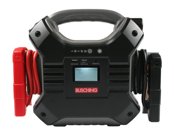 Busching Starthilfegerät EasyPower LCD 1200A/12V 600A/24V mit LFP-Technik, Starthilfe, 2xUSB, LED-Taschenlampe, Stromversorgung, 100813