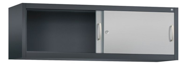 C+P Aufsatzschrank Acurado, H500xB1600xT400mm, Farbe: Schwarzgrau / Weißaluminium, Bügelgriff, 1 OH, 2144-00 S10046