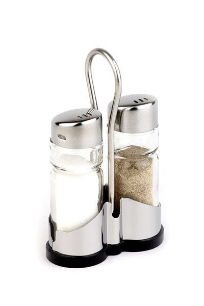 APS Pfeffer- und Salz Menage, 8 x 8 cm, Höhe: 13 cm, Glas, Edelstahl, ABS, 40455
