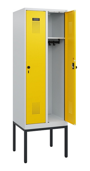 C+P Spind Evolo PLUS, Gestell, 2 Abteile, 1950x600x500mm, 7035/1023, Drehriegel, 0490305-20 S10001