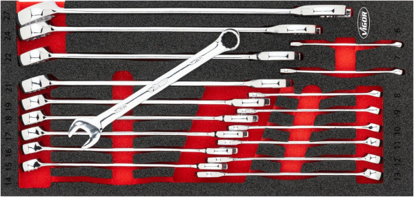 VIGOR Ring-Maulschlüssel Satz, 18-teilig, 6 – 27 mm, Anzahl Werkzeuge: 18, V6723N