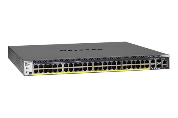 Netgear Gigabit Switch, 48x RJ45 PoE+, 2x RJ45 10G, 2x SFP+ 10G, managed, 550W PSU, GSM4352PA-100NES