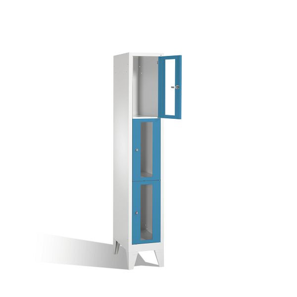 C+P Schließfachschrank Classic, H1850xB320xT500mm, Farbe: Lichtgrau / Lichtblau, 8010A103 S10003