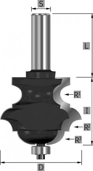 Edessö Multiformfräser HW mit Kugellager, A: 49,7, R1: 6, B: 44, C: 12, 117249712