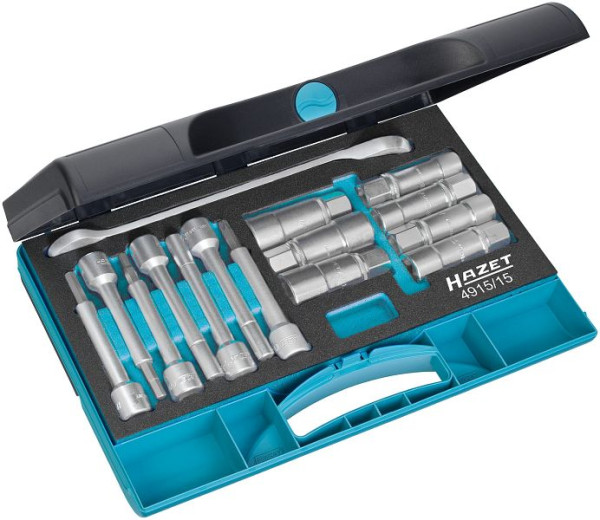 Hazet Stoßdämpfer-Werkzeug Satz, Vierkant 12,5 mm (1/2 Zoll), Innen TORX® Profil, Innen-Sechskant Profil, Zapfenprofil hohl, 4915/15
