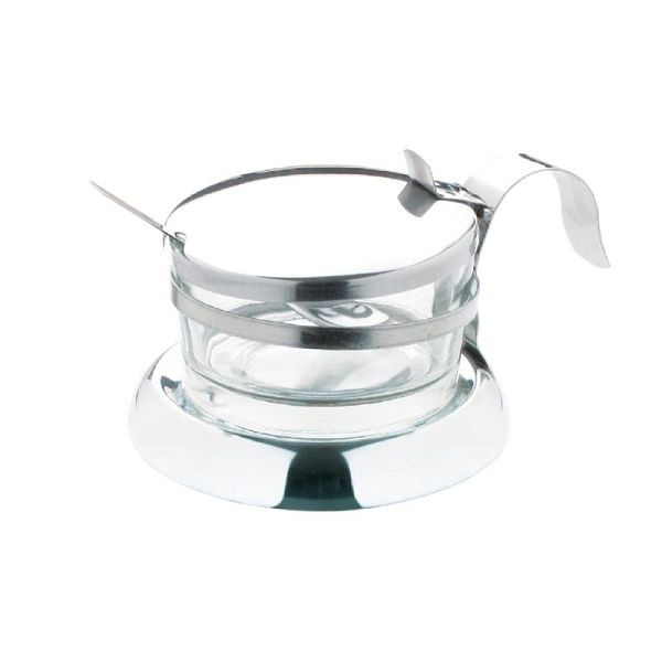 Olympia Parmesanbehälter mit Löffel, 7,5 x 11,7 cm, Edelstahl und Glas, F773