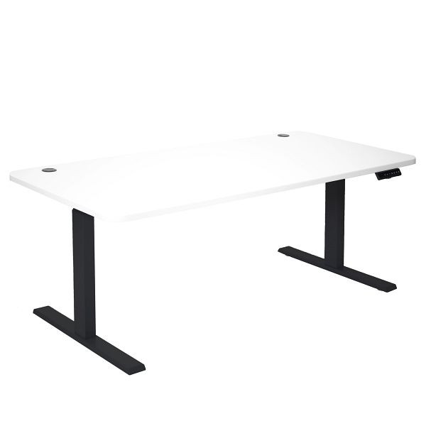 Mendler Schreibtisch HWC-D40, Computertisch, elektrisch höhenverstellbar 160x80cm 53kg, weiß, schwarz, 62769+62767
