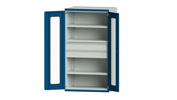 ANKE Werkbänke Schwerlastschrank, Modell 102, 1085 x 690 x 1950 mm, Sichtausschnitt aus Plexiglas, RAL 7035/5010, 621.032