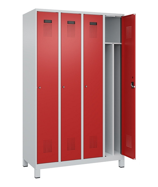 C+P Spind Evolo PLUS, mit Füßen, 4 Abteile, 1950x1200x500mm, 7035/3000, Verschluss Zylinderschloss, 049010-40F S10030