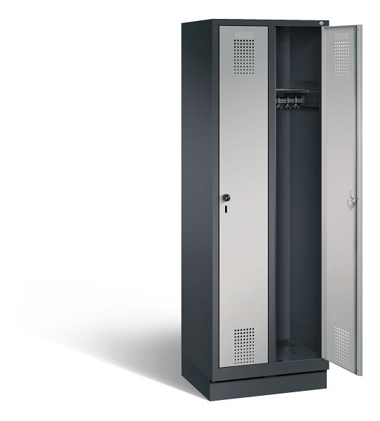 C+P Garderobenschrank Evolo, H1800xB610xT500mm, Farbe: Schwarzgrau / Weißaluminium, 48020-20 S10036