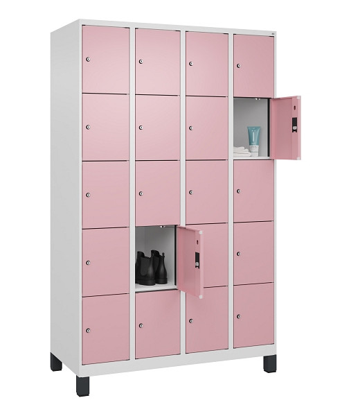 C+P Schließfachschrank Evolo PLUS, mit Füßen, 20 Fächer, 1950x1200x500mm, 9016/3015 Hellrosa, 049010-405 S10018