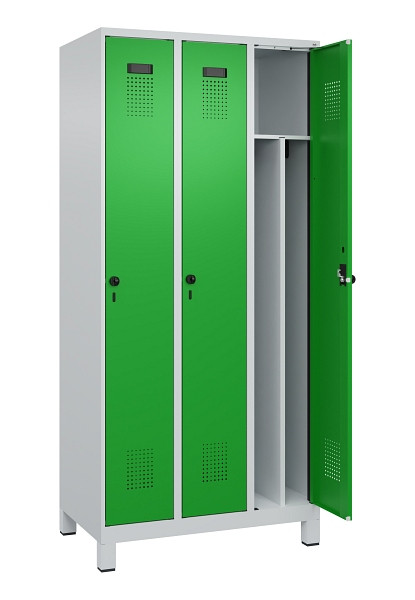C+P Spind Evolo PLUS, mit Füßen, 3 Abteile, 1950x900x500mm, 7035/6037, Verschluss Drehriegel, 049010-30F S10011
