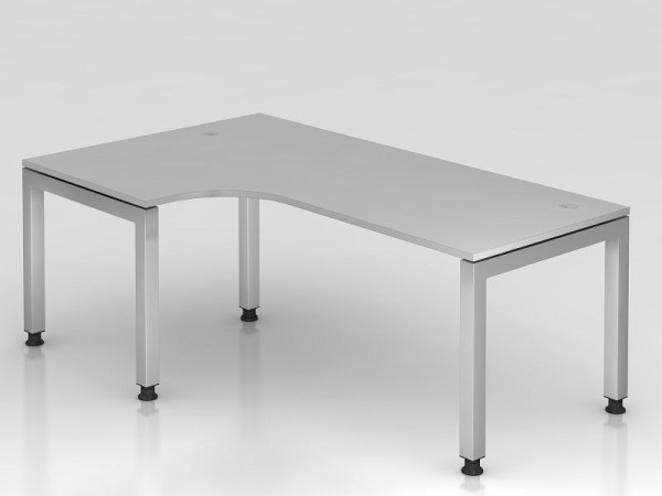 Hammerbacher Winkeltisch U-Fuß eckig 200x120cm 90° Grau, Winkelform 90°, schwebende Platte, VJS82/5/S