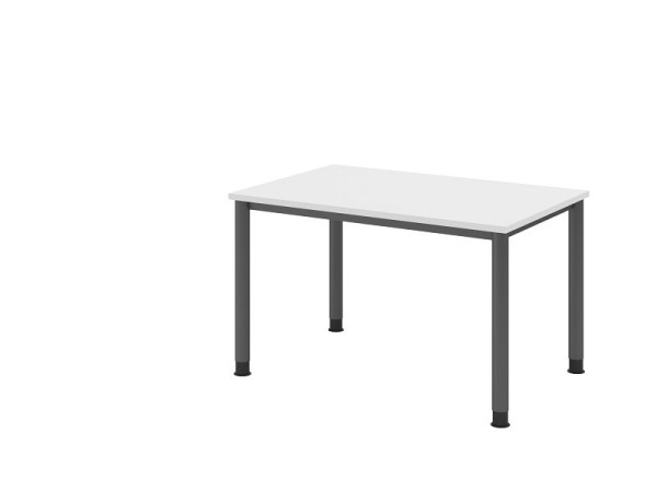 Hammerbacher Schreibtisch HS12, 120 x 80 cm, Platte: Weiß, 25 mm dick, 4-Fuß-Gestell in Graphit, Arbeitshöhe 68,5-81cm, VHS12/W/G