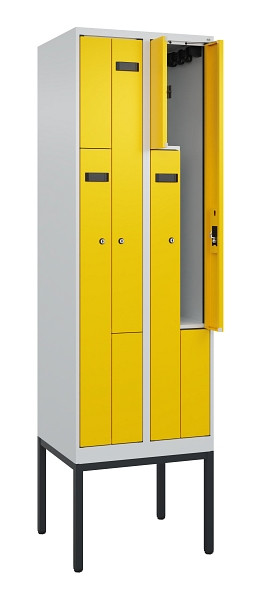 C+P Z-Spind Evolo PLUS, Gestell, 4 Fächer, 2120x600x500mm, 7035/1023, Zylinderschloss, 0490337-204 S10025