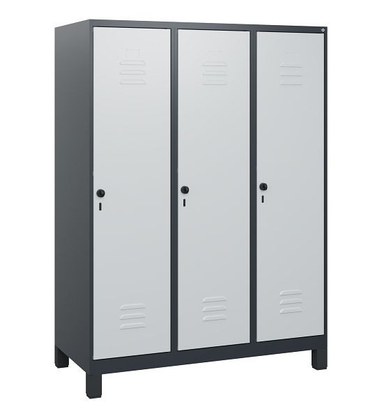 C+P Umkleidespind Classic PLUS, Füße, 3 Abteile, 1630x1200x500mm, 7016/7035, Drehriegel, 0800105-32 S10013