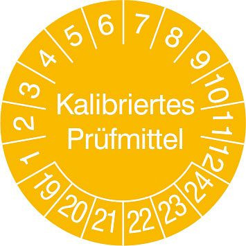 SafetyMarking Prüfplakette, Kalibriertes Prüfmittel, Prüfzeitraum: 19-24, Ø 3 cm, Folie, selbstklebend, VE: 500 Stück/Rolle, 31.3653-19-24