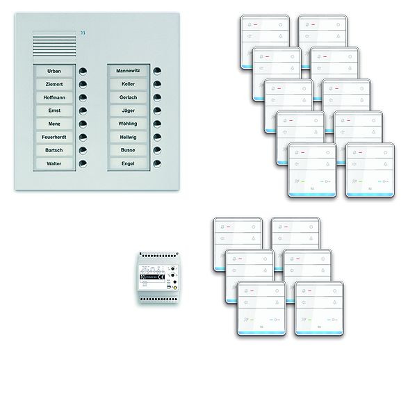 TCS Türkontrollsystem audio:pack UP für 16 Wohneinheiten, Außenstation PUK 16 Klingeltasten 2-spaltig, 16x Freisprecher ISW5010, Steuerung, PPUF16/2-EN/01