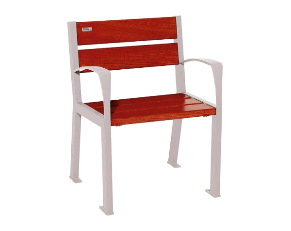 Procity Stuhl Silaos 5 Holzlatten, Mit Armlehne, Holz & Stahl, Mahagoni/RAL 7044, 209510.7044.ACAJ