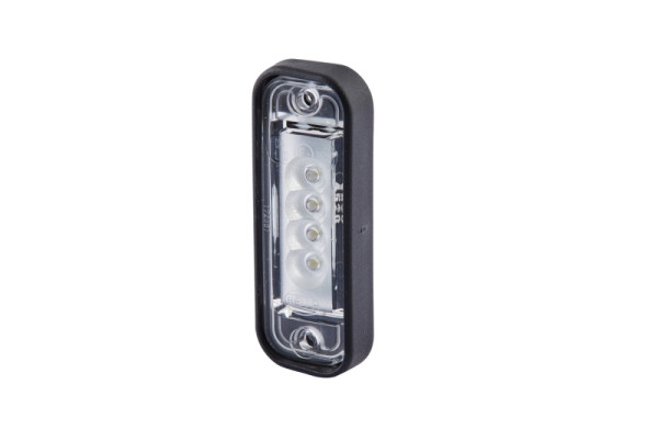 HELLA Kennzeichenleuchte, LED, 24V, Einbau/Schraubanschluss, Lichtscheibenfarbe: glasklar, Stecker: Flachstecker, oben/außen, 2KA 010 278-011