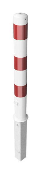 Schake Absperrpfosten Typ 491FB herausnehmbar, Ø 102mm, mit Dreikantverschluss, feuerverzinkt, weiß mit rot reflektierenden Streifen, mit 1 Öse, 491FB+1