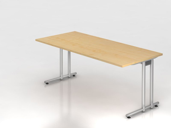 Hammerbacher Schreibtisch C-Fuß 180x80cm Ahorn/Silber, Arbeitshöhe 72 cm, VNS19/3/S