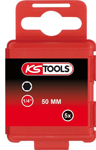 KS Tools 1/4" Bit Innensechskant, 50mm, 10mm, VE: 5 Stück, 911.3581